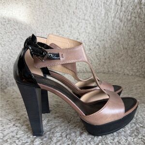 Tod's Black and Tan Strappy Heels